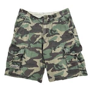 Vintage Y2K Freeworld Camo Shorts 31 Waist Skater Distressed Camouflage